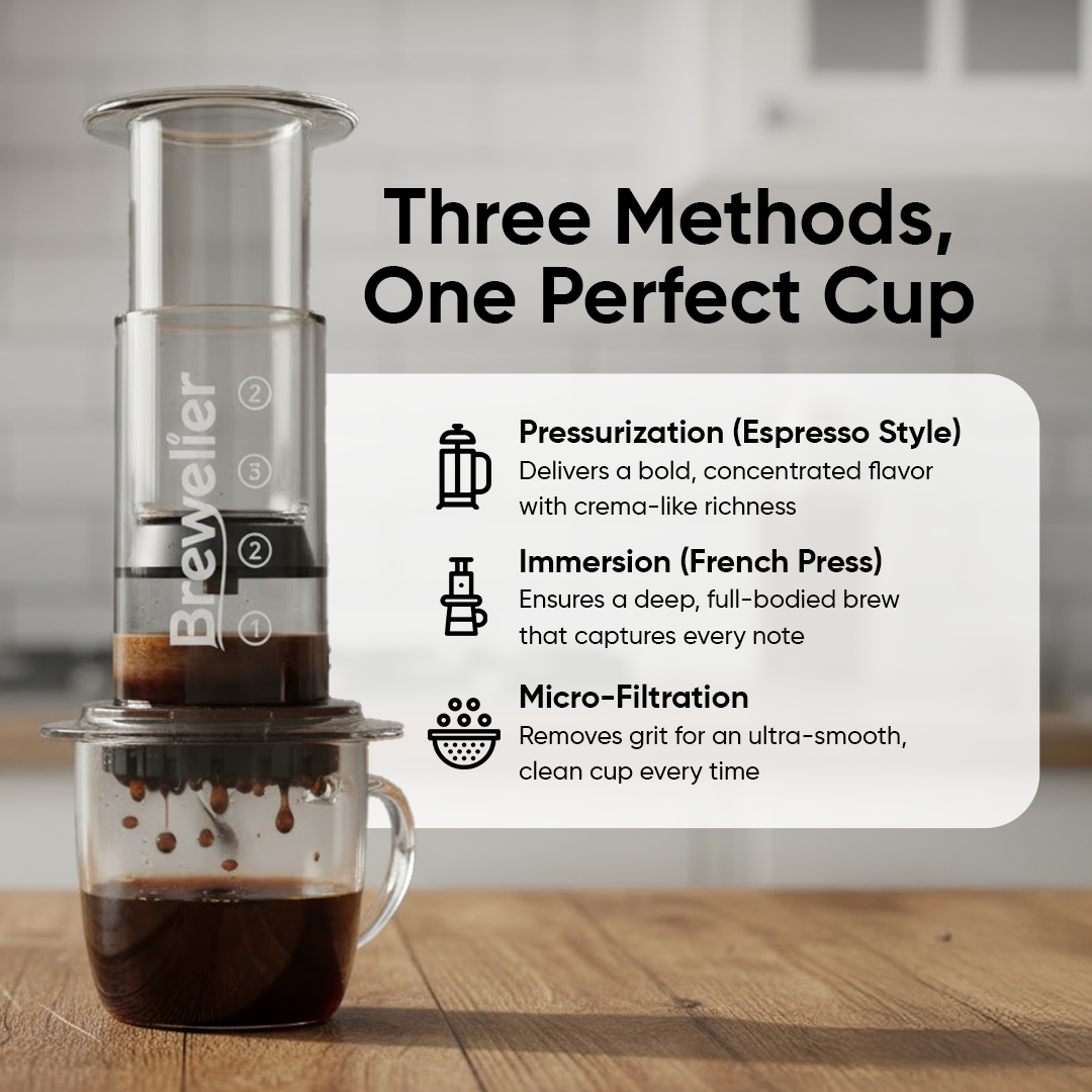 Brewelier Portable Hand Press Coffee Pot